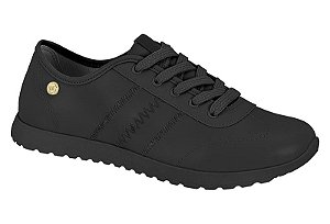 Tênis Moleca Casual Com Cadarço Solado Tratorado Preto/Preto