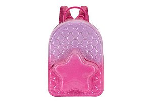Mochila Molekinha Com Glitter Detalhe De Estrela Cristal/Pink