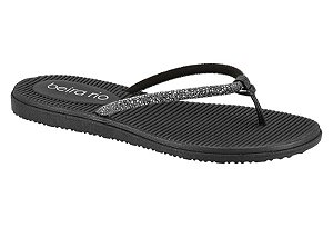 Chinelo Casual Beira Rio Tira Com Strass Conforto Diario Black Diamond