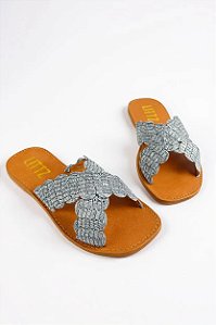 Sandalia Rasteira Feminina Littz Tiras Cruzadas  Azul