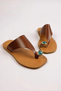 Rasteira Feminino Littz Chinelo Com Tira De Dedo  Calf Ambar/Laranja