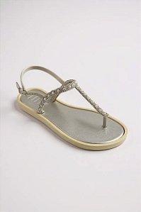 Sandalia Rasteira Littz Tira Adorno Prata