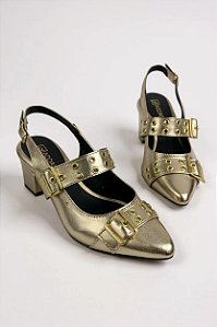 Sapatilha Feminino Addan Com Bico Fino Casual   Golden