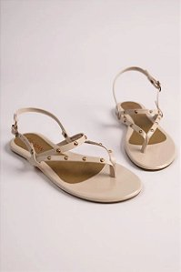 Sandalia Rasteira Addan Tiras Com Taxinhas  Rose