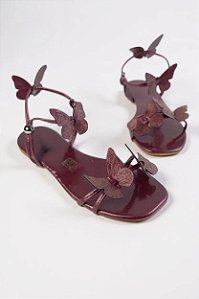 Sandalia Rasteira Addan Tiras Com Borboleta Violeta Roxo