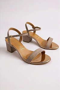 Sandália Vizzano Com Salto Bloco Médio Confortável E Estilosa Ouro Rosado Salto: 5cm