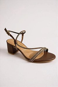 Sandália Vizzano Feminina Com Salto Médio E Tira Fina Capuccino