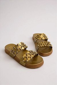 Papete Littz Com Detalhes Em Tachas Confortável E Estilosa Para O Dia A Dia Bronze