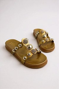 Papete Littz Com Detalhes Em Bolinhas Metalizadas Estilo E Conforto Bronze