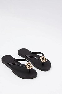 Chinelo Petite Jolie Feminino Preto com Detalhe Dourado Conforto e Estilo