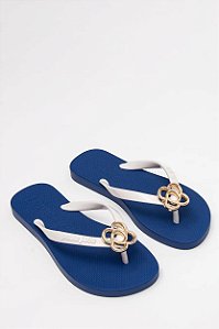 Chinelo Petite Jolie Feminino Preto Com Detalhe Dourado Conforto E Estilo  White/Dark Blue