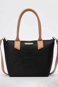 Bolsa Petite Jolie Com Alças Marrons Estilo Tote Elegante E Versátil Preto