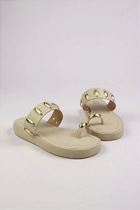 Papete Littz Feminina Com Detalhes Dourados - Conforto E Estilo Para O Dia A Dia  Off White