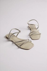 Sandália Rasteira Littz Com Tiras Finas Conforto E Estilo  Off White