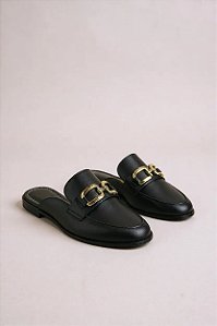 Mule Feminino Vizzano Bico Redondo Com Adorno Preto