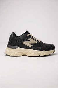 Tênis Casual Chunky Com Solado Alto Preto/Bege