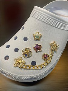 Bottons Decorativos Elegantes Para Crocs Dourado