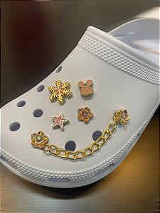 Bottons Decorativos Elegantes Para Crocs Dourado