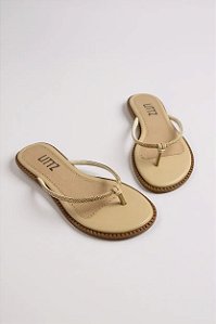 Sandália Rasteira Littz Com Tiras Delicadas E Detalhe Central Calce Facil Nude