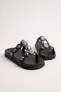 Papete Littz Com Detalhes Em Bolinhas Metalizadas Estilo E Conforto Preto