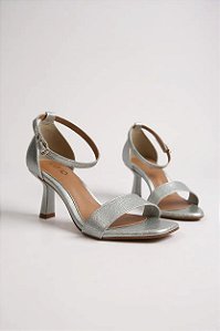 Sandalia Beira Rio Metalizada Com Salto Fino Prata