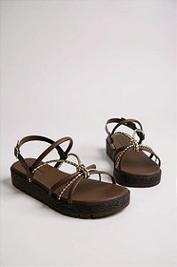 Sandália Feminina Moleca Plataforma Leve Confortavel Chocolate