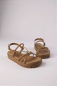 Sandália Feminina Moleca Plataforma Leve Confortavel Nude