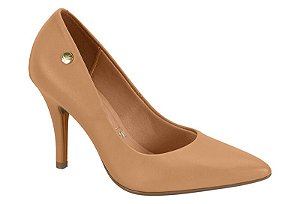Scarpin Vizzano Com Detalhe Dourado Salto Alto Fino  Nude