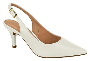Scarpin Vizzano Salto Fino Com Fivela Branco Off