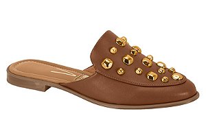 Mule Vizzano Feminino Com Textura Croco E Fivela Elegante Marrom