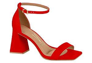 Sandália Vizzano Salto Geométrico Tira Com Fivela Vermelho