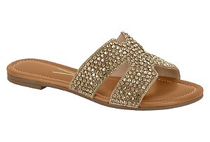 Sandalia Rasteira Vizzano Com Aplicações Brilhantes Bege/Camel