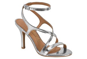 Sandalia Vizzano Feminina Salto Fino Com Tiras Cruzadas Prata
