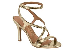 Sandalia Vizzano Feminina Salto Fino Com Tiras Cruzadas Dourado