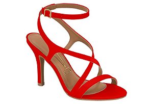 Sandalia Vizzano Feminina Salto Alto Com Tiras Finas Vermelho