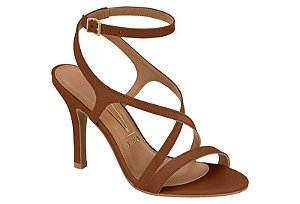 Sandalia Vizzano Feminina Salto Alto Com Tiras Finas Marrom