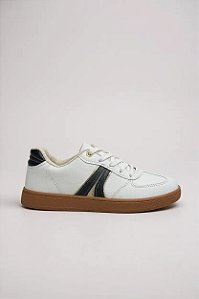 Tenis Feminino Beira Rio Casual Com Faixa Lateral Branco/Preto