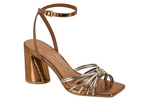 Sandália Vizzano Feminina De Salto Bloco Com Tiras Finas Bronze