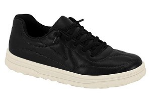 Tênis Beira Rio Casual Feminino Com Cadarço E Conforto Preto