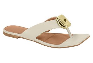 Sandalia Rasteira Vizzano Com Detalhe Metálico No Cabedal Branco Off