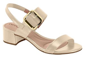 Sandália Beira Rio Feminina De Salto Bloco Com Fivela Bege
