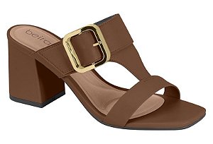 Tamanco Beira Rio Feminino Salto Bloco Com Fivela Conhaque