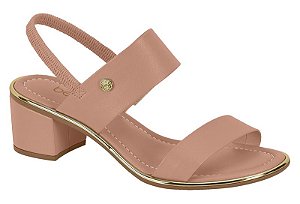 Sandália Beira Rio Feminina De Salto Bloco Com Elástico Bordo/Nude