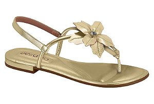 Sandália Rasteira Beira Rio Feminina Com Detalhe De Flor Dourado