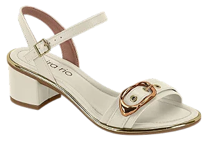 Sandália Feminina Beira Rio Com Fivela Metalizada Branco Off