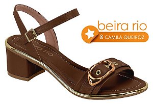 Sandália Feminina Beira Rio Com Fivela Metalizada Marrom