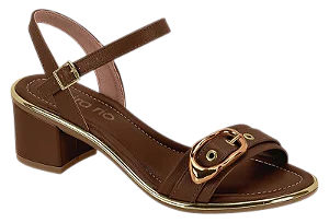 Sandália Feminina Beira Rio Com Fivela Metalizada Marrom