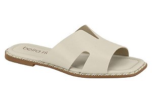 Sandalia Rasteira Beira Rio Feminina Metalizada Conforto Branco Off