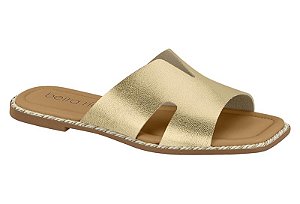 Sandalia Rasteira Beira Rio Feminina Metalizada Conforto Dourado