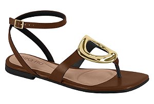 Sandália Feminina Beira Rio Com Detalhe Metalizado Marrom